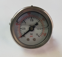Pressure Gauge Panel Mount, SS 1.5" Dial 1/8" NPT Connection 0-220 psi Part # AG06