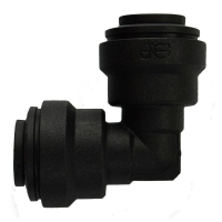 JG Union Elbow 1/4" Tube Black UV Resistant Polypropylene Part # PP0308E