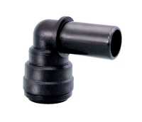 JG Plug In / Stem Elbow 1/4" Stem x 1/4" Tube Black UV Resistant Polypropylene Part # PP220808E