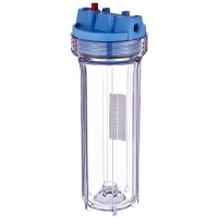 Pentek 10" Slimline Housing 1/4" FNPT in/out Blue/Clear with Pressure Relief Valve Part # 158117