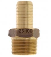 Male Reducing Adapter 1 1/4" MNPT x 1" Barb, Brass, Standard Lenght