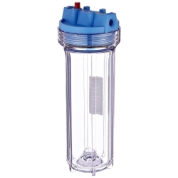 Pentek 10" Slimline Housing 1/2" FNPT in/out Blue/Clear with Pressure Relief Valve Part # 158214