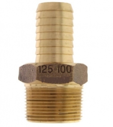 Male Reducing Adapter 1 1/4" MNPT x 1" Barb, Brass, Standard Lenght