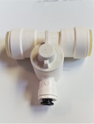SeaTech 1/2" CTS Tee & 1/4" Tubing Feed/Shut Off Valve - with built in Quick Connect/Push Fittings Part # 3550-1004