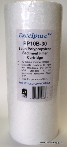 Excelpure by Waterite Big Blue 10\" Spun 30 Micron Polypropylene Filter