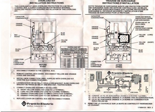 Franklin Overload Kit For 1  2 Hp 115v Control Box Part