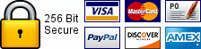 256 Bit Secure Checkout using Visa, MasterCard, Product Order or PayPal with a Major Credit Card